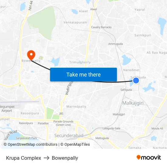 Krupa Complex to Bowenpally map