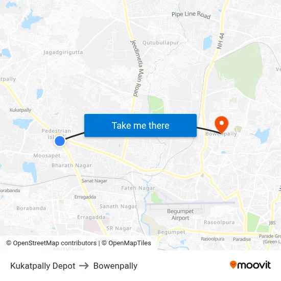 Kukatpally Depot to Bowenpally map