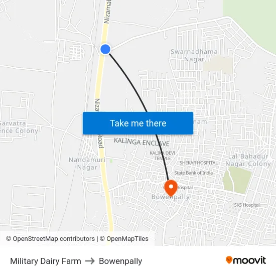 Military Dairy Farm to Bowenpally map