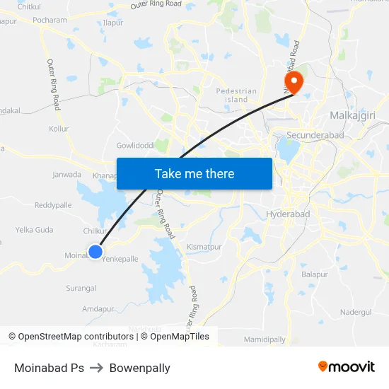Moinabad Ps to Bowenpally map