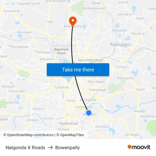 Nalgonda X Roads to Bowenpally map