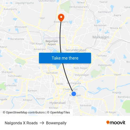Nalgonda X Roads to Bowenpally map