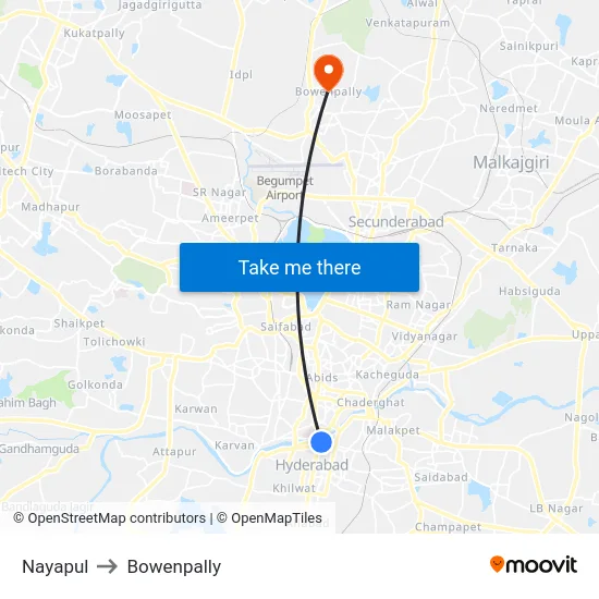 Nayapul to Bowenpally map