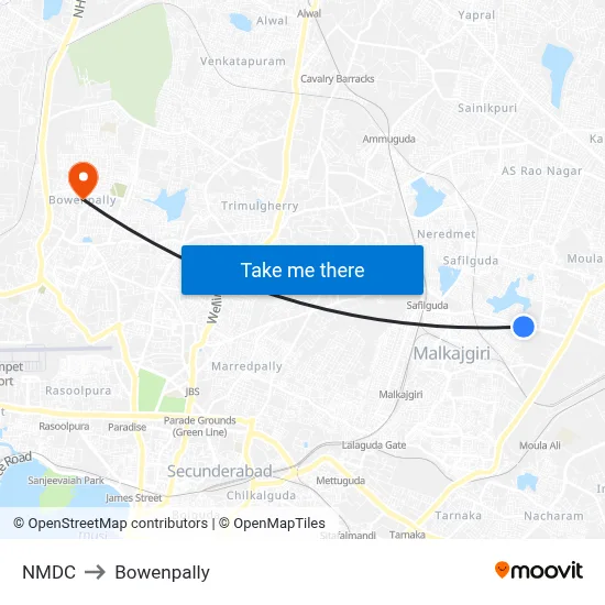 NMDC to Bowenpally map