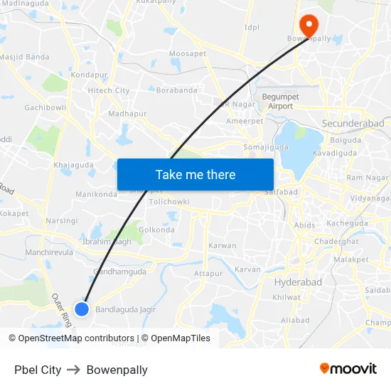 Pbel City to Bowenpally map