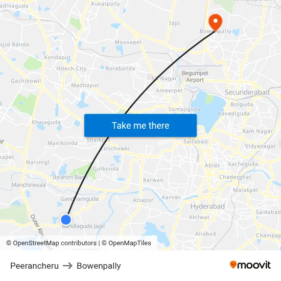 Peerancheru to Bowenpally map