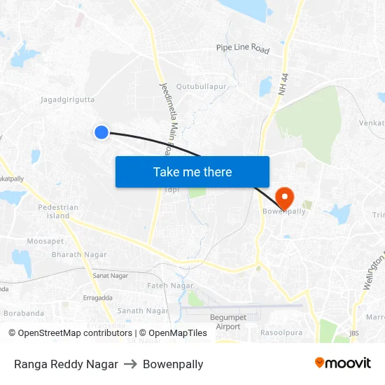 Ranga Reddy Nagar to Bowenpally map