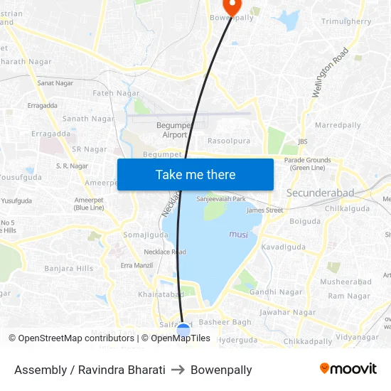 Assembly / Ravindra Bharati to Bowenpally map