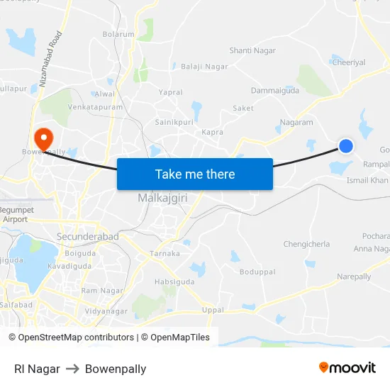 Rl Nagar to Bowenpally map