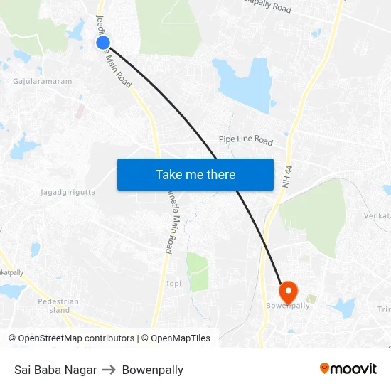 Sai Baba Nagar to Bowenpally map