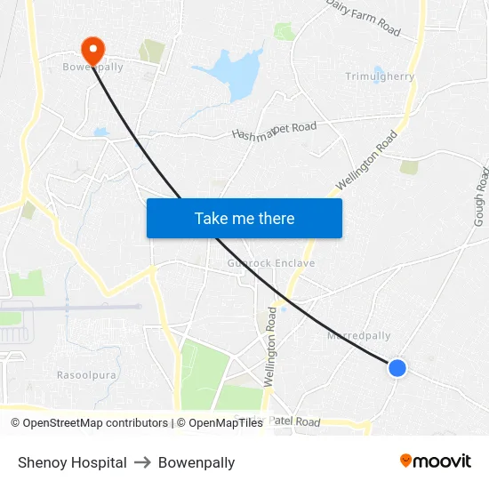 Shenoy Hospital to Bowenpally map