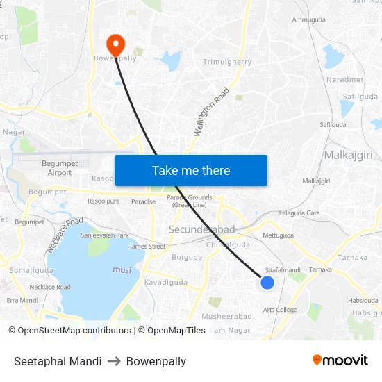 Seetaphal Mandi to Bowenpally map
