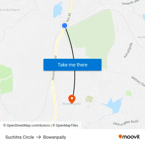 Suchitra Circle to Bowenpally map