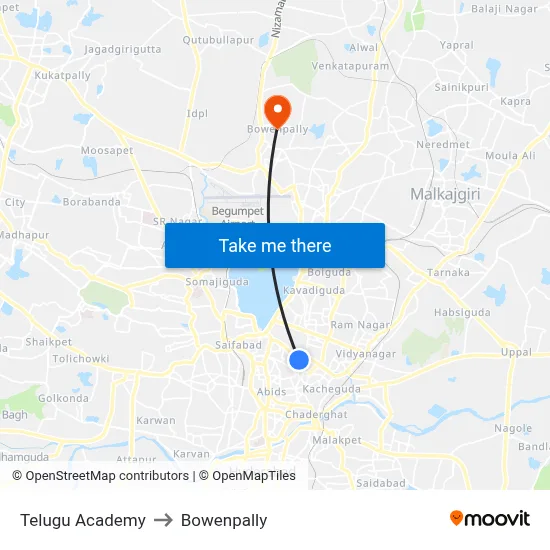 Telugu Academy to Bowenpally map