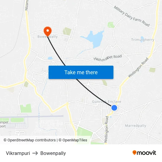 Vikrampuri to Bowenpally map