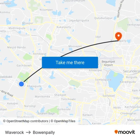 Waverock to Bowenpally map