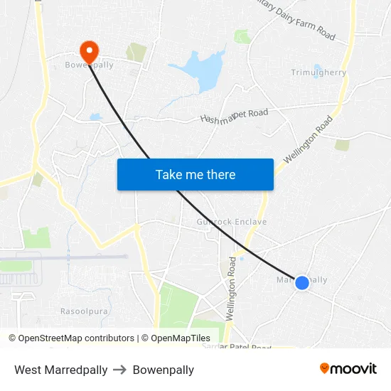 West Marredpally to Bowenpally map