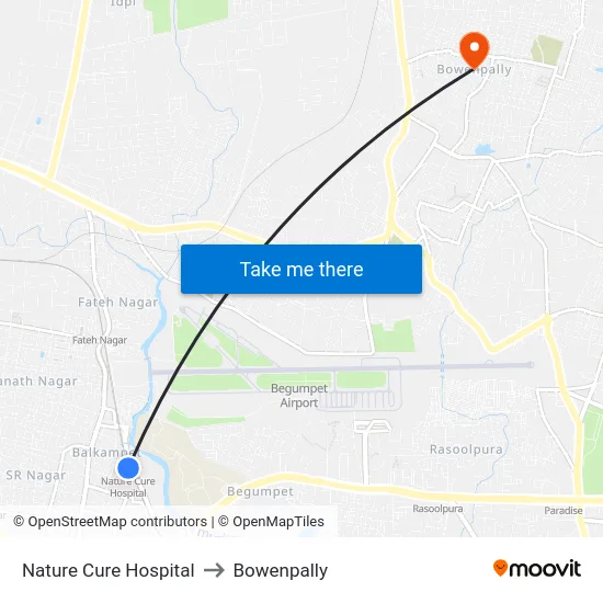 Nature Cure Hospital to Bowenpally map