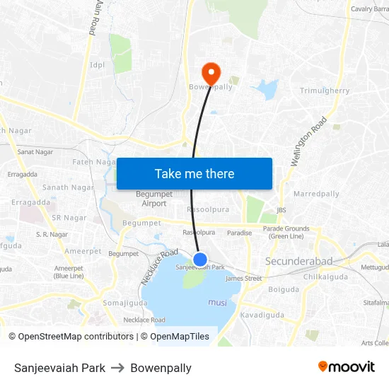 Sanjeevaiah Park to Bowenpally map