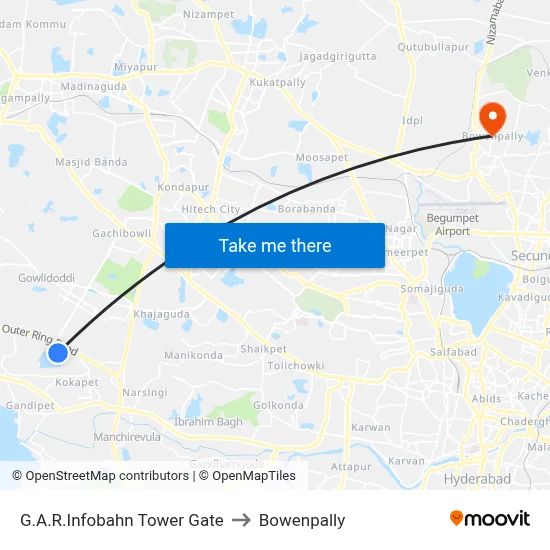 G.A.R.Infobahn Tower Gate to Bowenpally map
