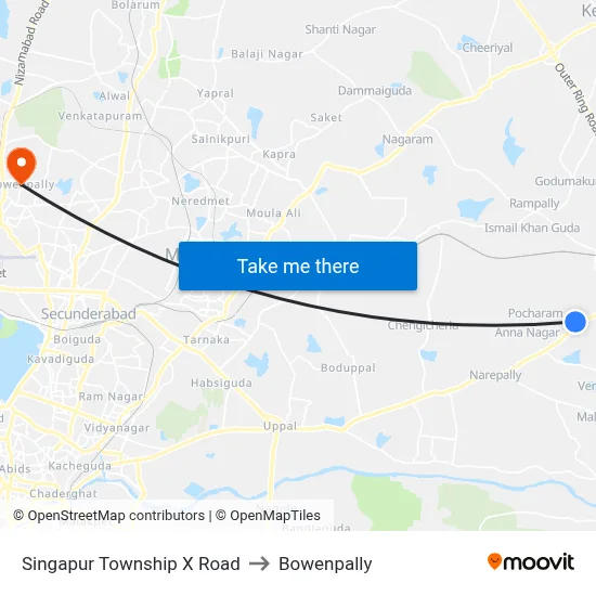 Singapur Township X Road to Bowenpally map