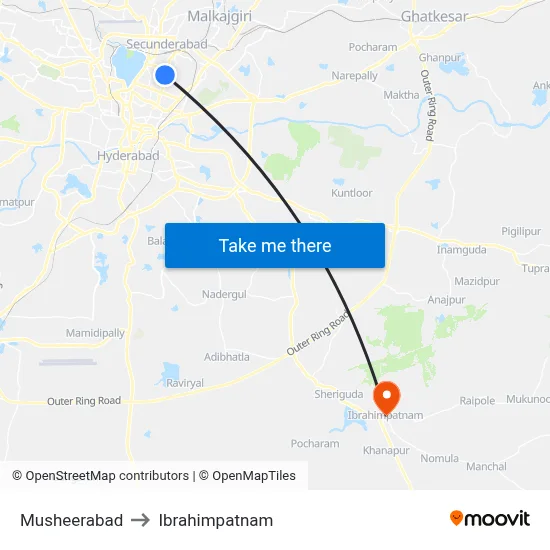 Musheerabad to Ibrahimpatnam map