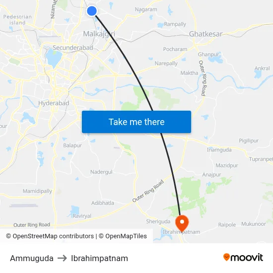 Ammuguda to Ibrahimpatnam map