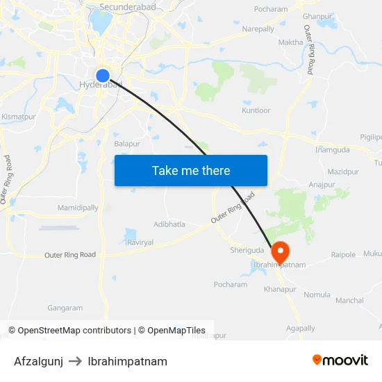 Afzalgunj to Ibrahimpatnam map