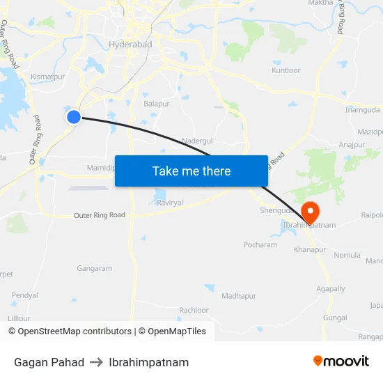 Gagan Pahad to Ibrahimpatnam map