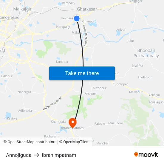 Annojiguda to Ibrahimpatnam map