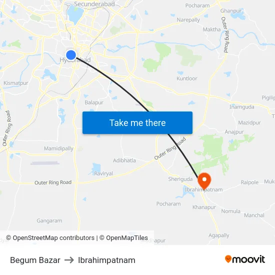 Begum Bazar to Ibrahimpatnam map