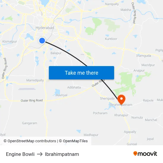 Engine Bowli to Ibrahimpatnam map