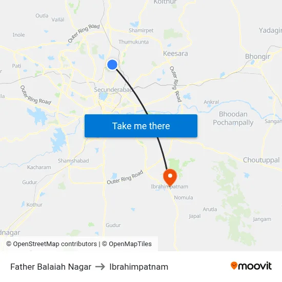Father Balaiah Nagar to Ibrahimpatnam map