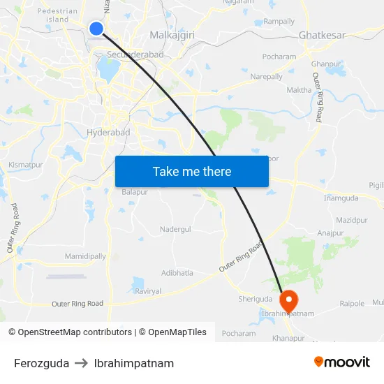 Ferozguda to Ibrahimpatnam map