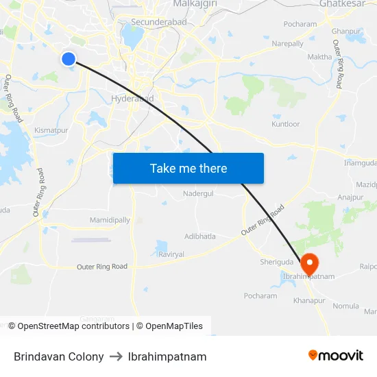 Brindavan Colony to Ibrahimpatnam map
