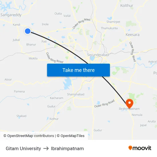 Gitam University to Ibrahimpatnam map
