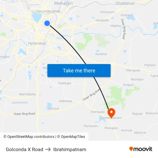 Golconda X Road to Ibrahimpatnam map