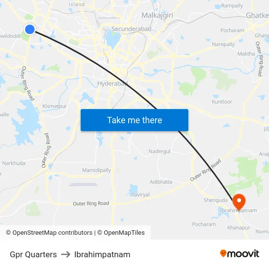 Gpr Quarters to Ibrahimpatnam map