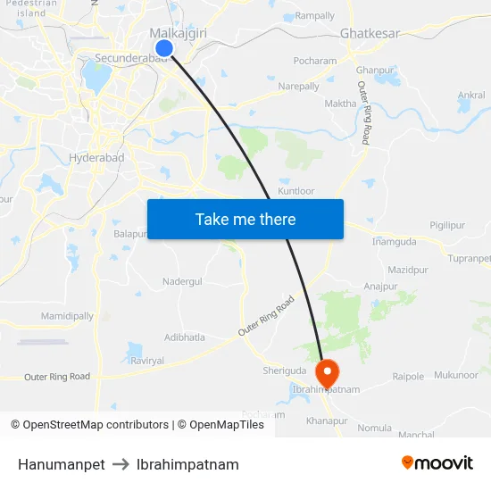 Hanumanpet to Ibrahimpatnam map