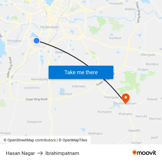 Hasan Nagar to Ibrahimpatnam map