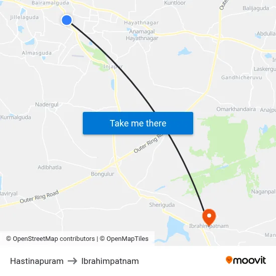 Hastinapuram to Ibrahimpatnam map