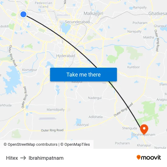 Hitex to Ibrahimpatnam map