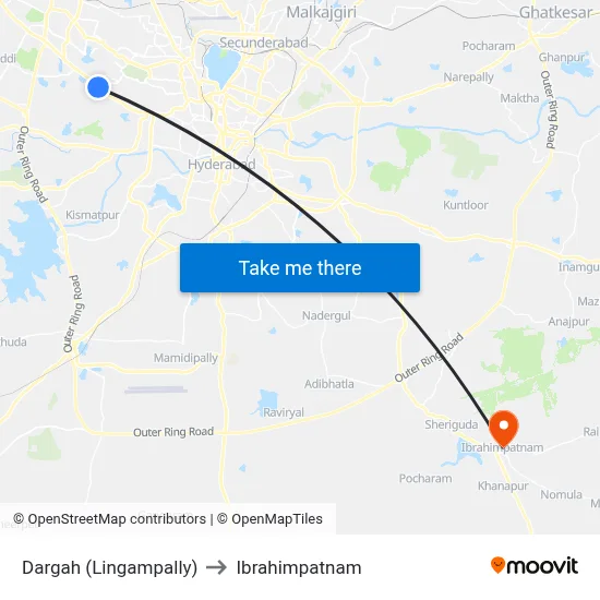 Dargah (Lingampally) to Ibrahimpatnam map