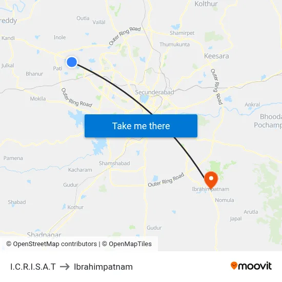 I.C.R.I.S.A.T to Ibrahimpatnam map