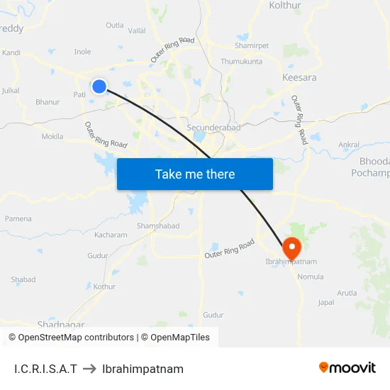 I.C.R.I.S.A.T to Ibrahimpatnam map