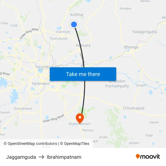 Jaggamguda to Ibrahimpatnam map