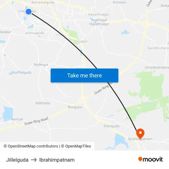 Jillelguda to Ibrahimpatnam map
