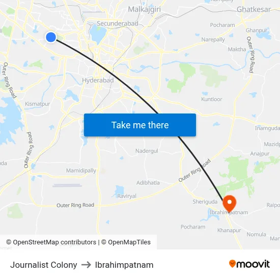 Journalist Colony to Ibrahimpatnam map
