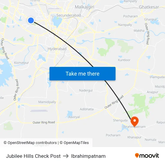 Jubilee Hills Check Post to Ibrahimpatnam map