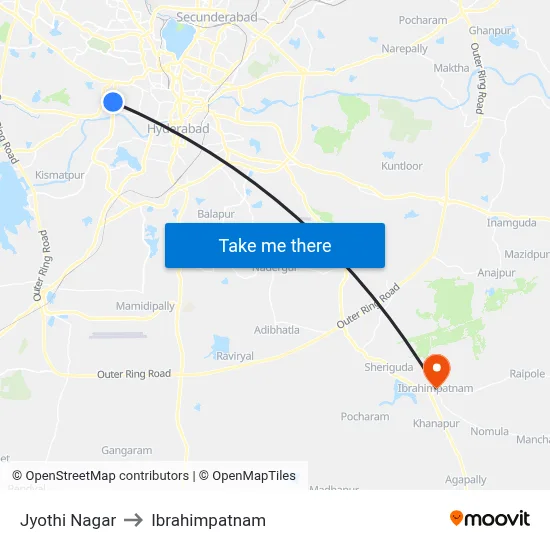 Jyothi Nagar to Ibrahimpatnam map